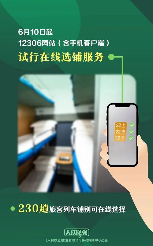 12306購票新體驗 今起230趟列車試行在線選上下鋪